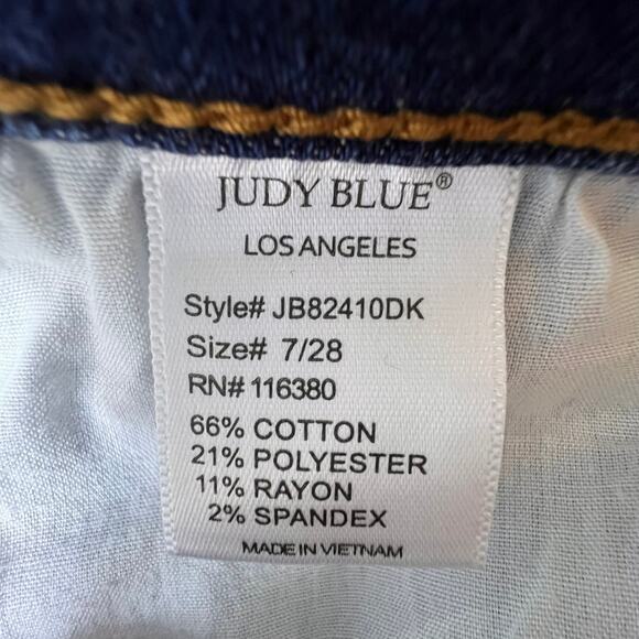 Judy Blue Jeans Womens Size 7/28 Medium Wash Tulip Raw Hem Cotton Blend - Picture 8 of 16